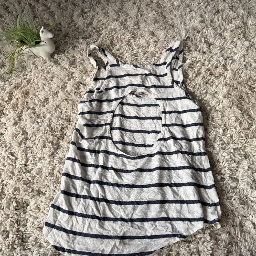 Comfortable Striped Navy and White Tank Top - Sleeveless super cute Bohemian ind